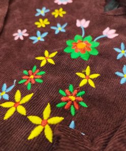 سارافون مخمل کبریتی دخترانه گلدوزی - Image 4