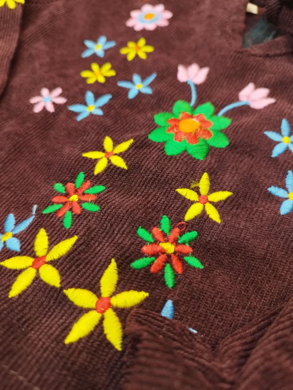 سارافون مخمل کبریتی دخترانه گلدوزی - Image 4